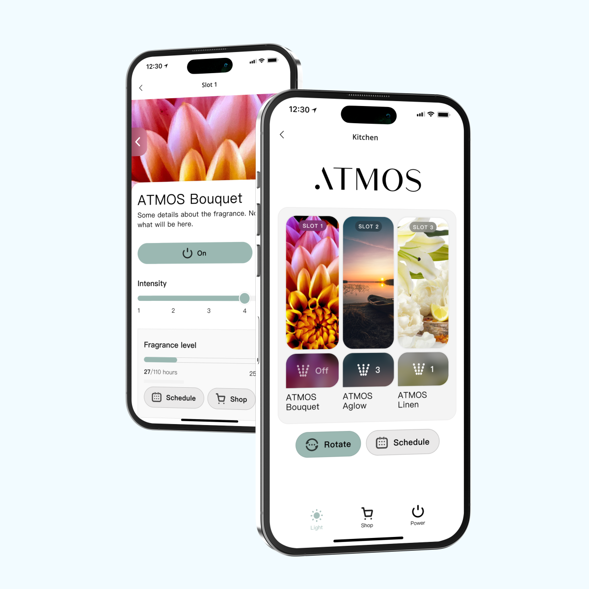 Mobile app design for Atmos Fragerence.