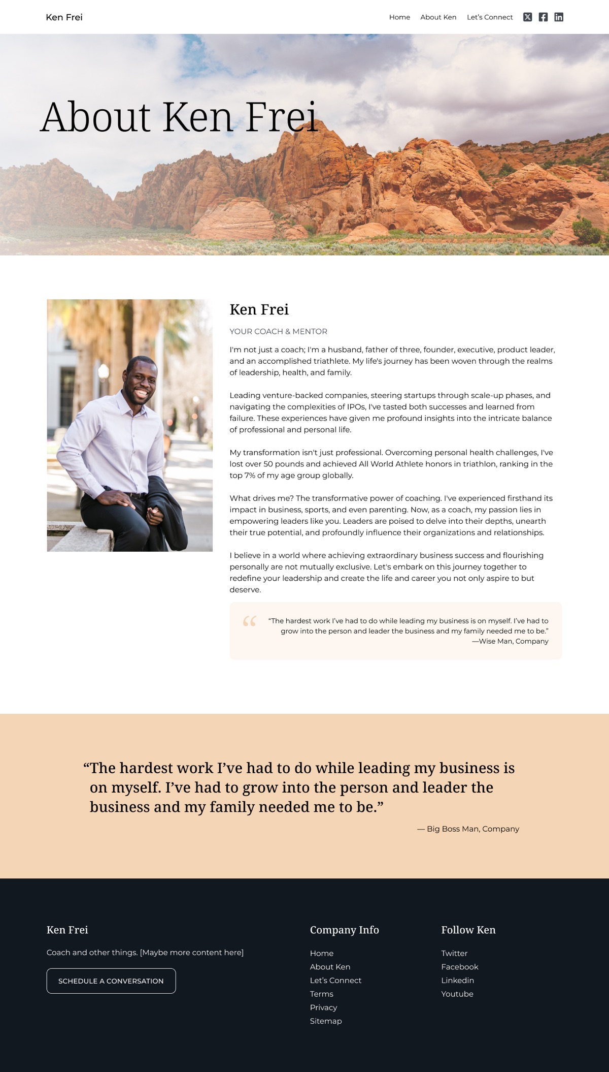 Ken Frei Coaching Website detail