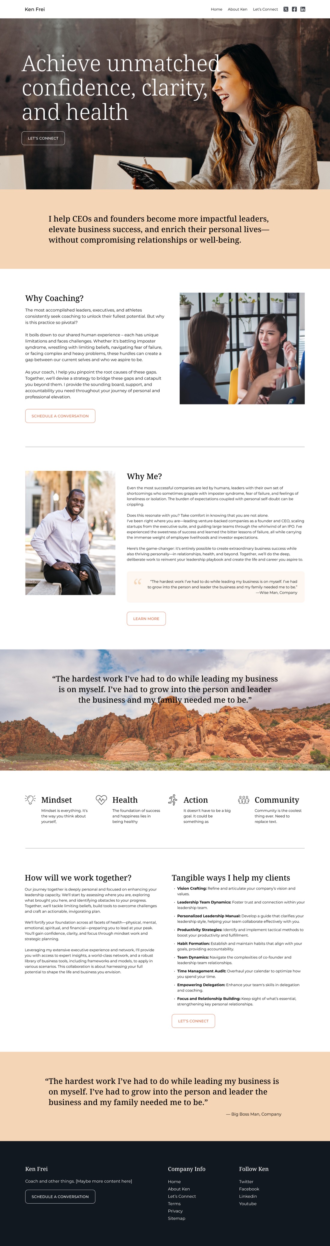 Ken Frei Coaching Website detail